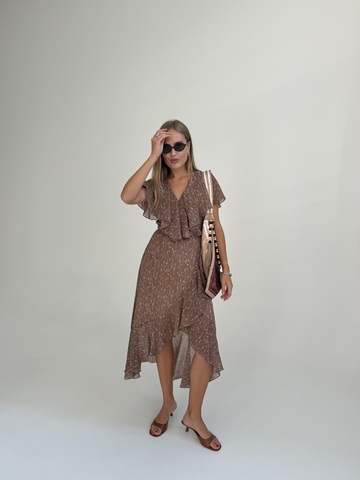 Платье Нежность миди шоколадный