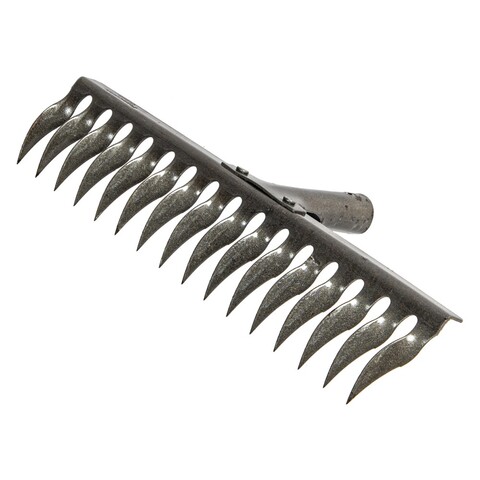 Грабли клепанные с витым зубом 16-зубые, рельсовая сталь, без черенка (Россия) 66-1-036
