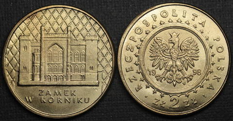 Жетон 2 злотых 1998 года Польша Замки и дворцы Польши - Замок Курник копия монеты Копия