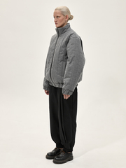 Бомбер стеганый "Брутализм". Серый