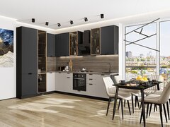 Прямая модульная кухня Евро Лайн-07 Антрацит/Агат - Graphite 2340*2000/3000*600