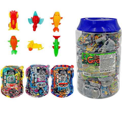 Сладкий набор с игрушкой-сюрпризом GRAFFITI 1кор*6бл*60шт, 8гр