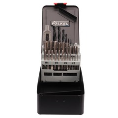 Набор метчиков комплектных M3 -M12 HSS-G DIN352 (+ вороток, сверла) 29пр Volkel 49510