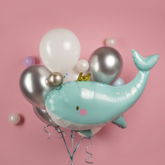 К Фигура, Кит в короне, Голубой, 30''/76 см, 1 шт.