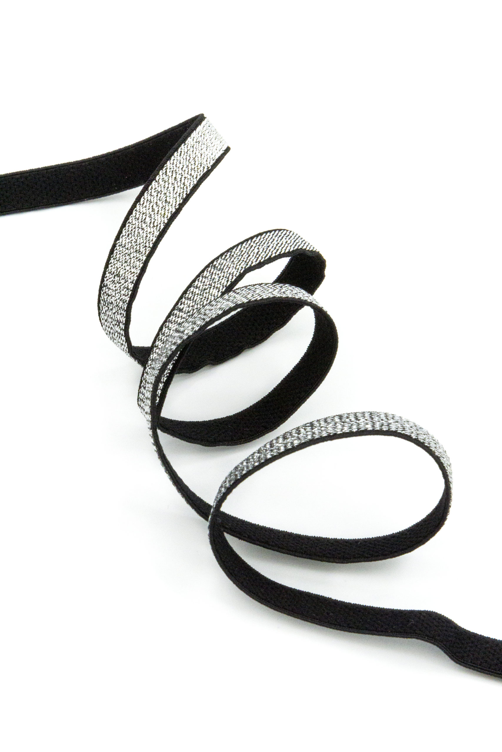 Резинка бретелечная чёрная с серебром 10 мм