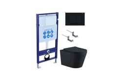 Aquatek Set Aquatek ВЕГА MB-012 4в1 Set Aquatek ВЕГА (рама Aquatek Standard INS-0000012 с звукоиз.прокладкой+крепеж KKI-0000002+кнопкаKDI-0000012+унитаз ВЕГА AQ1905-MB с крышкой-сиденьем фото