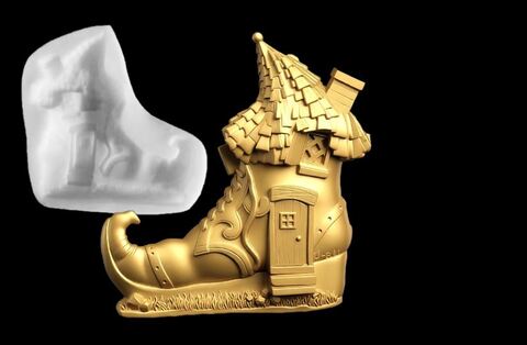 Силиконовый молд № 417 Домик башмак 2 D ( серия домики для гномов и фей)