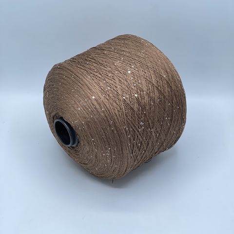 Бобинная пряжа, Linette Pailletes, 450м, 80% Лен, 20% Полиэстер(пайетка), Молочный шоколад+пайетка. 39379