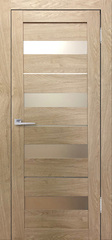 Межкомнатная дверь Бавария 02 ПВХ / Цвет Ясень сонома / Остекление "Сатинато" / Двери Верда