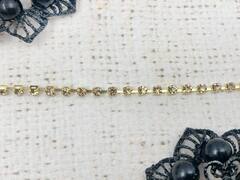 Цепь со стразами, ш. 3,5 мм, золото