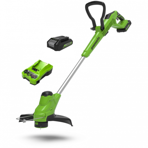 Аккумуляторный триммер Greenworks G24LT28K2, 24v, (2107107UB), 28 см, АКБ 4 А·ч и ЗУ