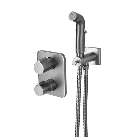Lemark LM3740GM Смеситель Bronx с гигиеническим душем термостатический встраиваемый (LM3740GM)