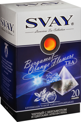 Чай SVAY Bergamot-Orange Flowers черный крупнолистовой с бергамотом и цветами апельсина в пирамидках (20 пирамидок по 2,5 гр.)