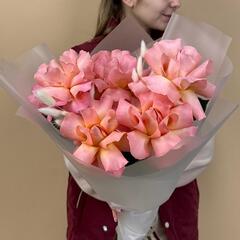 Букет из 5 французских роз и лагуруса Эквадор, 70 см