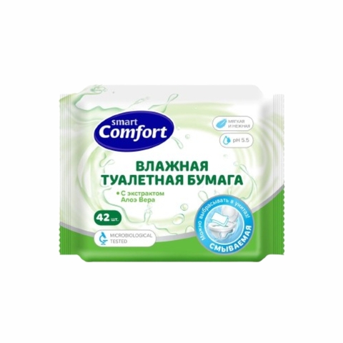 Бумага туалетная влажная COMFORT SMART Алоэ вера №42 72053 РОССИЯ