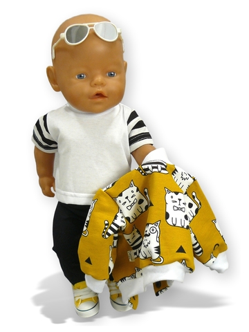 Костюм с курткой из футера - На кукле. Одежда для кукол, пупсов и мягких игрушек.