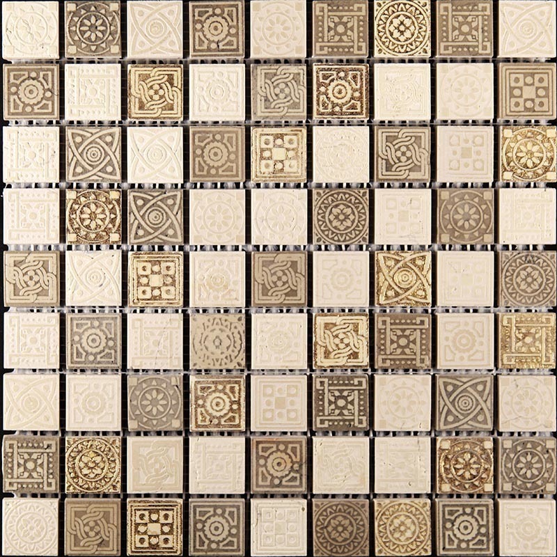 LGN-1 Итальянская мозаика мрамор Skalini Legend коричневый бежевый квадрат