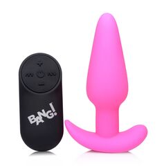 Розовая анальная вибропробка с пультом ДУ 21X Remote Control Vibrating Silicone Butt Plug - 10,4 см. - 