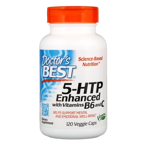 Doctor's Best, 5-HTP, усиленный витаминами B6 и C, 120 растительных капсул