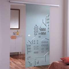 Купить Межкомнатная раздвижная стеклянная дверь Город стекло бесцветное матовое