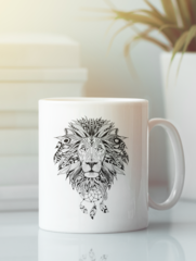 Кружка с изображением Лев (Lion) белая 007