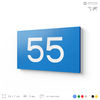 Табличка с номером 55 на дверь квартиры, для офиса, кабинета, аудитории, склада, голубая 120х70 мм, Айдентика Технолоджи