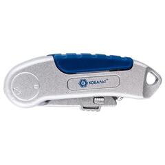 Нож технический КОБАЛЬТ складной, трапециевидное лезвие, 19 мм (3 шт/компл.),металлический корпус, блистер (245-039)