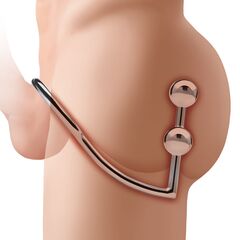 Кольцо на пенис с анальным стимулятором Two Bead Stainless Steel Anal Hook & Cock Ring - 