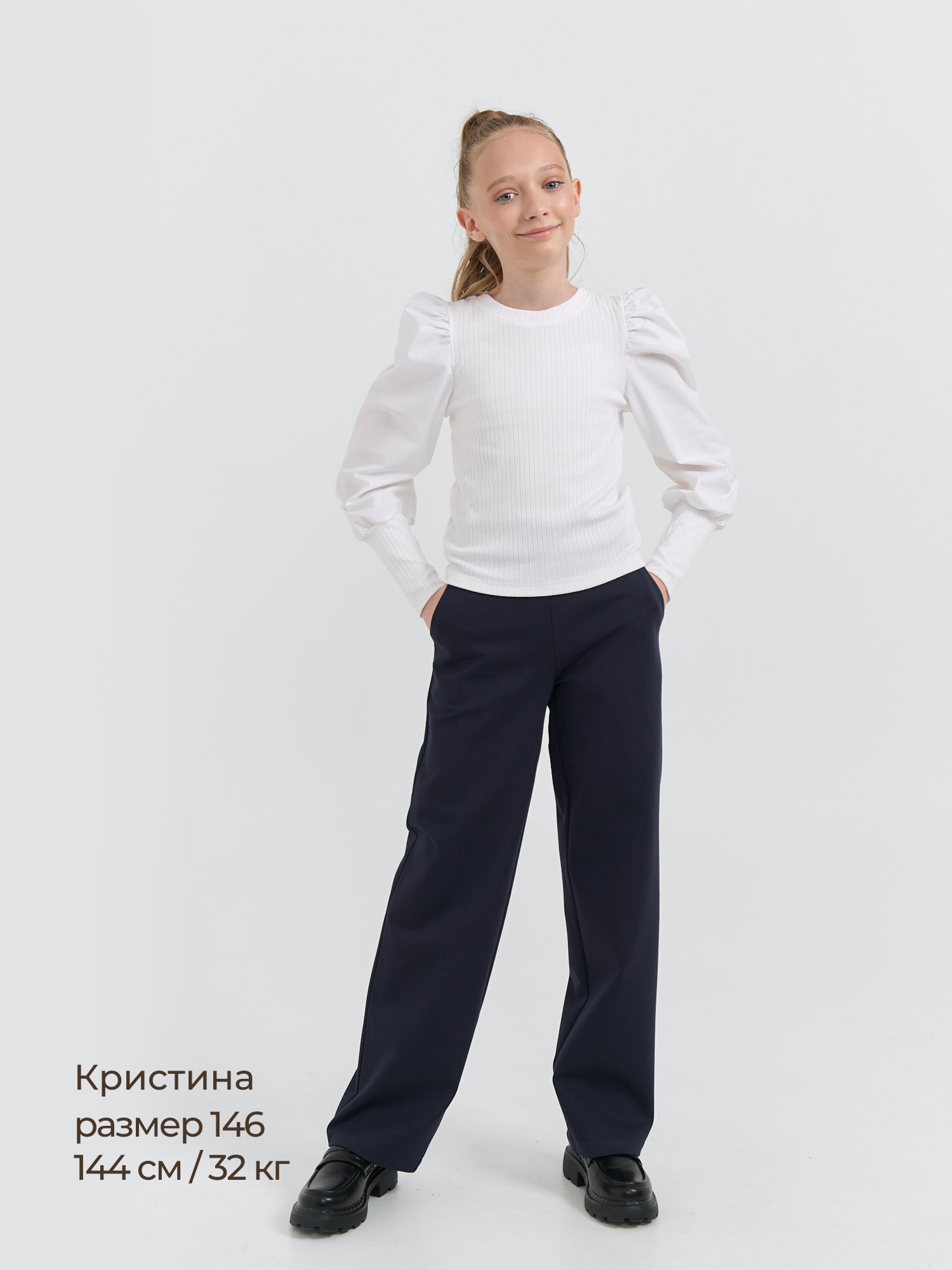 блузка из лапши для девочки "белая" 7+  купить с доставкой