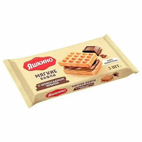 Вафли Яшкино мягкие шоколадный крем 120г, шт
