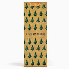 Пакет подарочный под бутылку, НГ Новогодняя фантазия, МИКС, 13*35*10 см (Д*В*Ш)