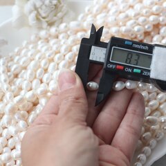 Жемчуг натуральный речной, рис, 7,9-10,1 мм, 1 нить, Ж028