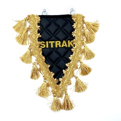 Вымпел треугольный Sitrak (экокожа, черный с золотой вышивкой)