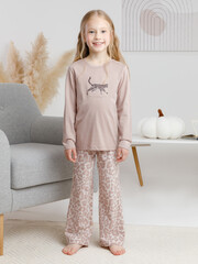 пижама  для девочки  К 1623/кофейный,нежный леопрад