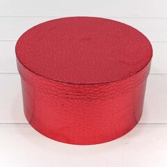 Цилиндр одиночный, Текстура кожи, Металлик Красный, 17*17*9 см, 1 шт.