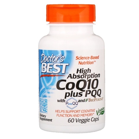 Doctor's Best, CoQ10 с PQQ, с высокой степенью усвояемости, 60 растительных капсул