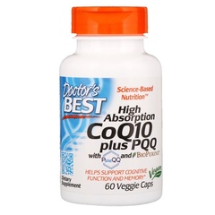 Doctor's Best, CoQ10 с PQQ, с высокой степенью усвояемости, 60 растительных капсул