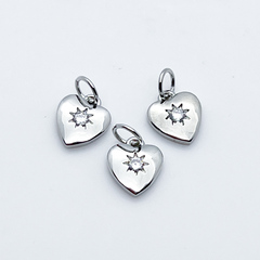 Подвеска Сердце, родиевое покрытие, фианит, размер 10*8,5 мм, цена за 1 шт