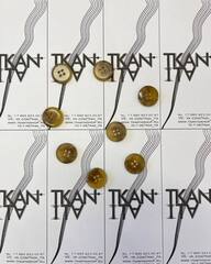 Пуговица пластиковая четырехпрокольная (имитация роговой) (Пластик, Бежево-бронзовые разводы, 18)