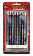 Набор чернографитных карандашей TOISON D`OR 1912 ART,8B-2H, 12шт, металл.коробка в блистере с подвес