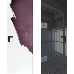 Скрытая дверь Invisible 0M кромка чёрная матовая снаружи под окраску внутри зеркало Grey