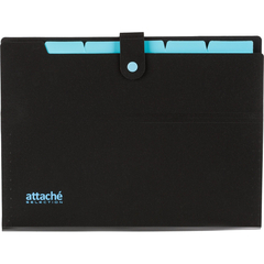 Папка органайзер на кнопке Attache Selection Black&Bluе, А4,500мкм , 5отд