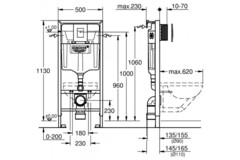 Набор GROHE Euro 4-в-1:  безободковый унитаз с сиденьем + инсталляция с панелью смыва размера S (120133)
