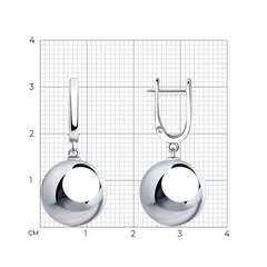94023672 - Серьги из серебра 925 пробы с подвесками в форме гладких шариков