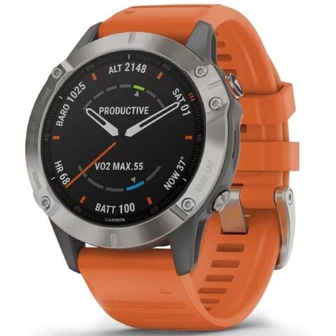 Мультиспортивные часы Garmin Fenix 6 Sapphire Titanium with Ember Orange Band