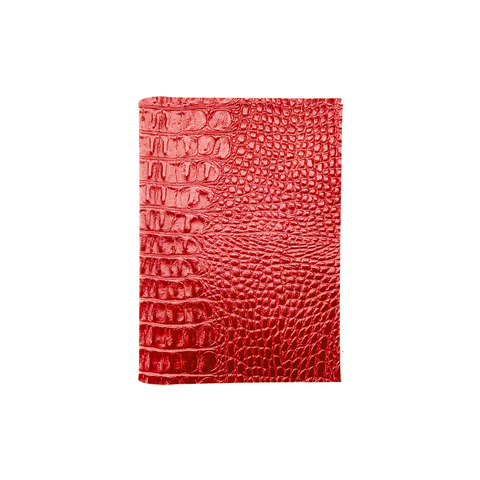 Обложка на паспорт с отделом под карты, крокодил красный