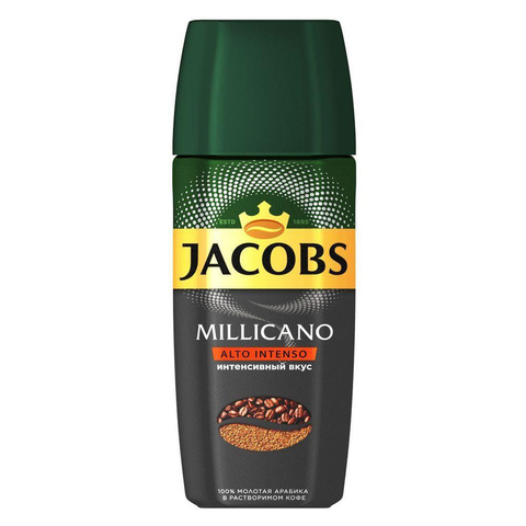 купить Кофе растворимый Jacobs Millicano Alto Intenso с молотым кофе, 90 г стеклянная банка (Якобс)