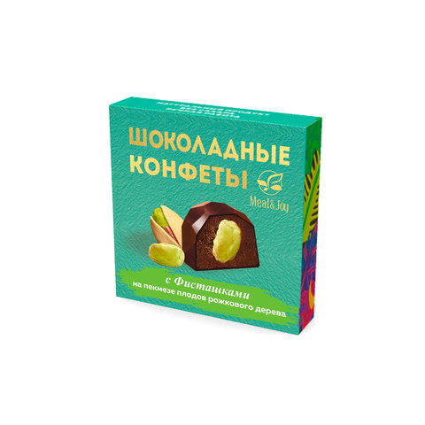 Шоколадные конфеты на пекмезе плодов рожвокого дерева с Фисташками, 60 г