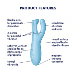 Клиторальный вибростимулятор Satisfyer Threesome 4 Connect App голубой