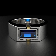 Серебряное кольцо 925 пробы с гидротермальным сапфиром, W0001